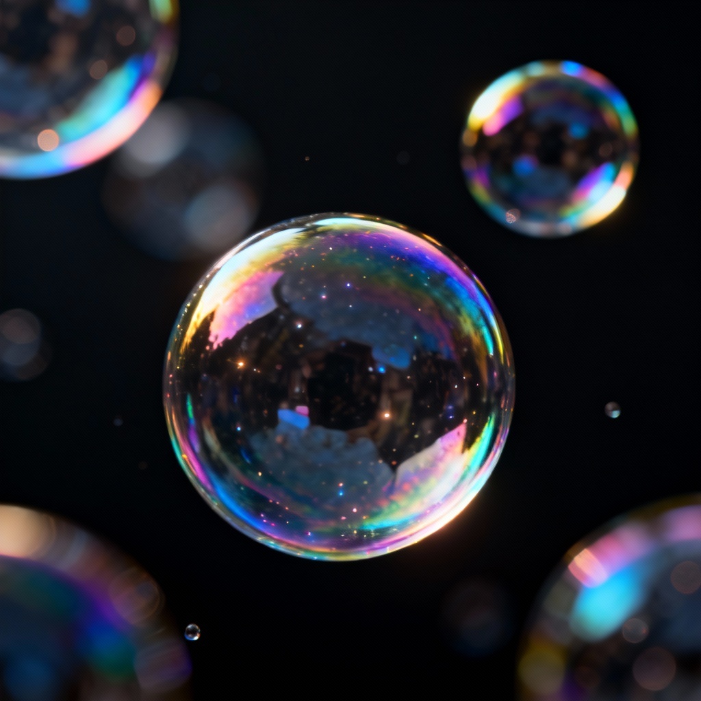 AI soap bubbles generator hero image with iridescent transparent bubbles