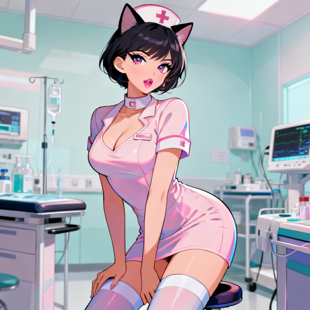 Anime sexy nurse character illustration