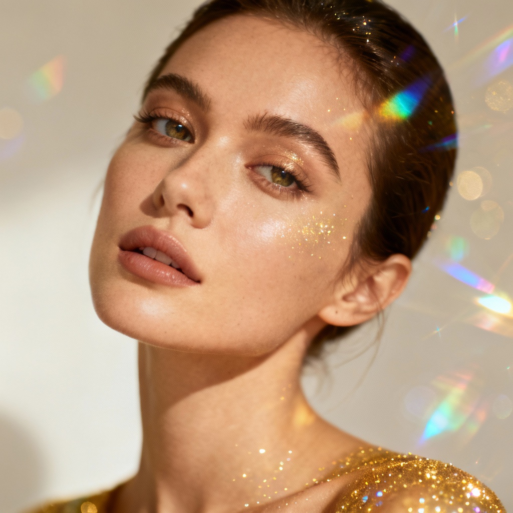 AI holographic glitter portrait