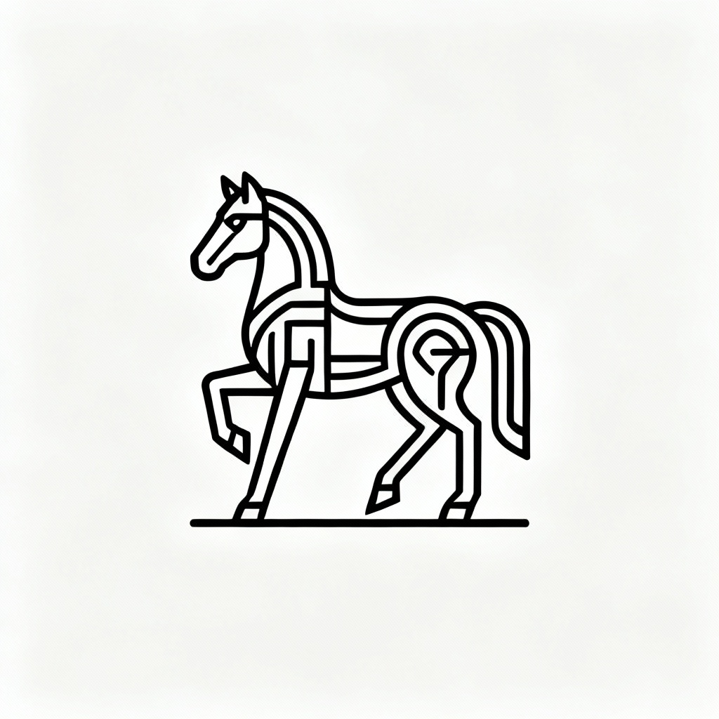 AI zodiac horse logo in minimalist style
