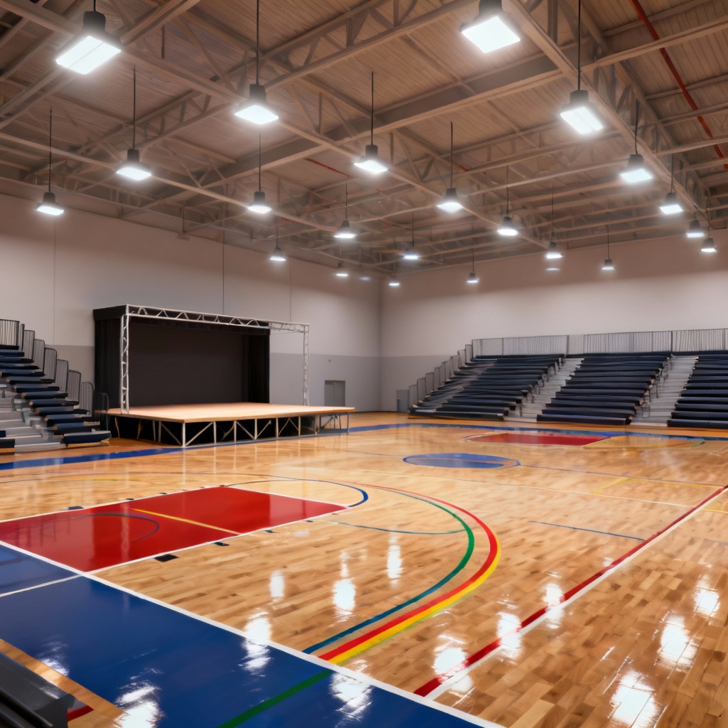 AI gymnasium configured for indoor sports tournament