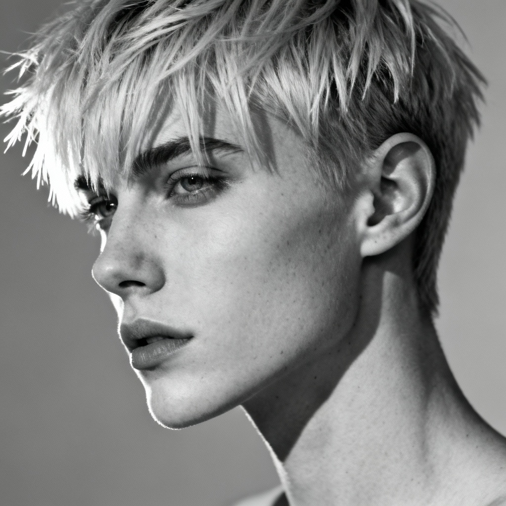 AI ash blonde pixie cut