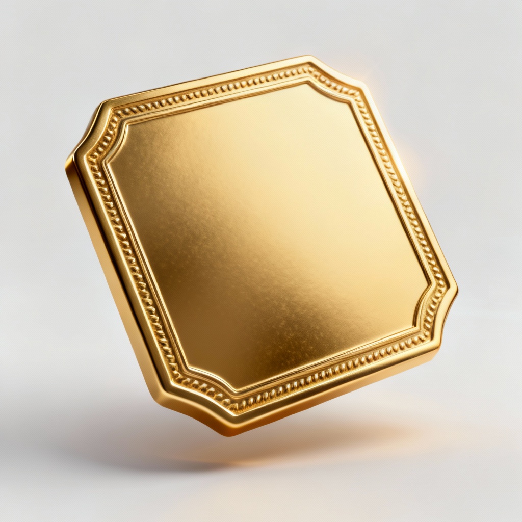 Gold foil embossed heart emblem PNG with metallic shine