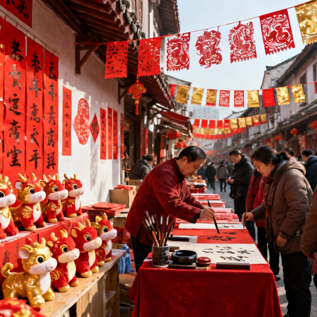 AI Chinese zodiac themed New Year market