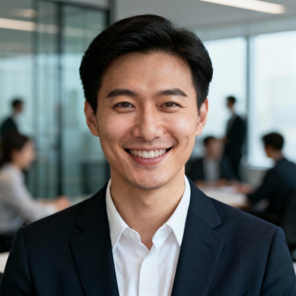 AI office headshot with privacy focused background blur