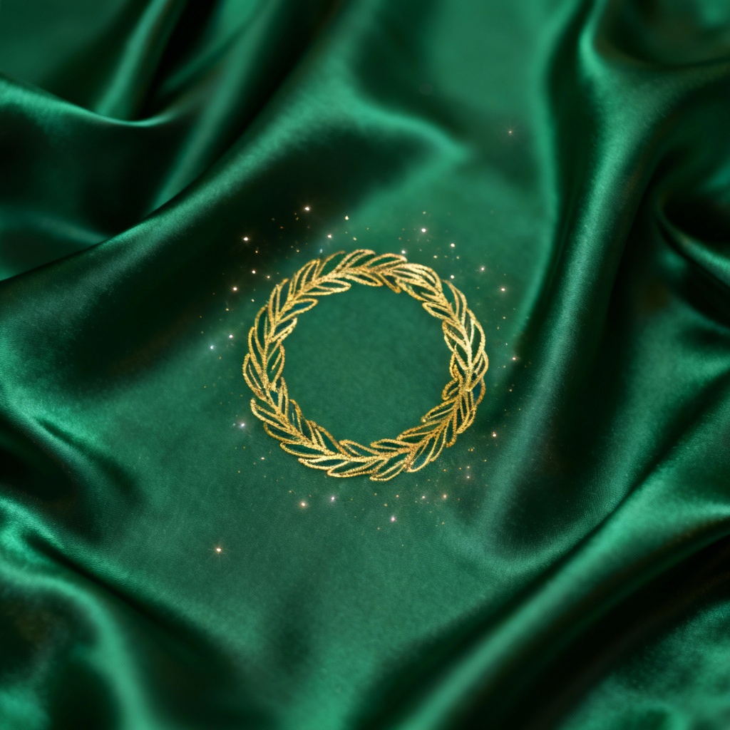 Minimal emerald and gold Christmas wreath wallpaper aesthetic