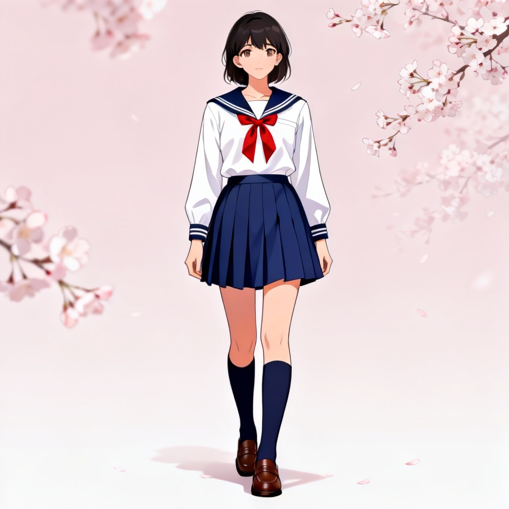 AI seifuku sailor uniform design with ribbon and pleated skirt