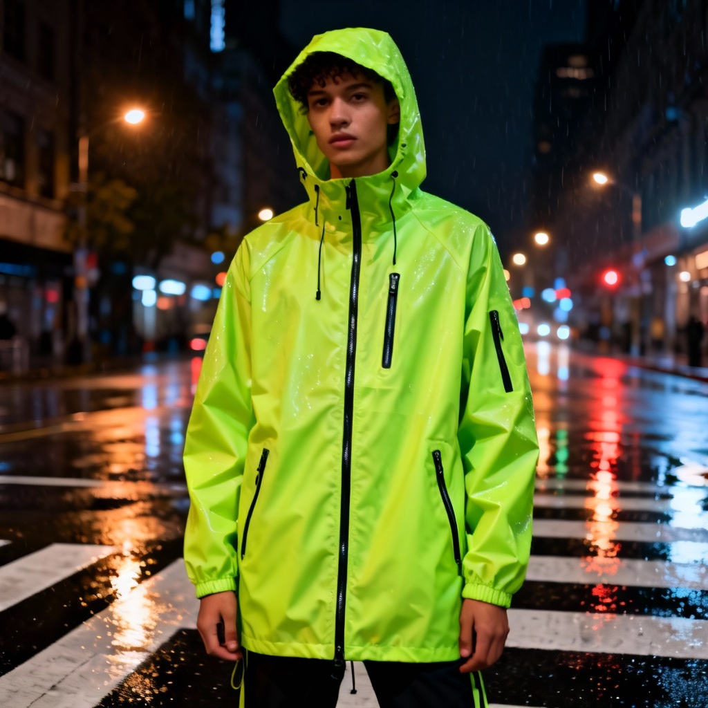 AI neon lime waterproof street shell