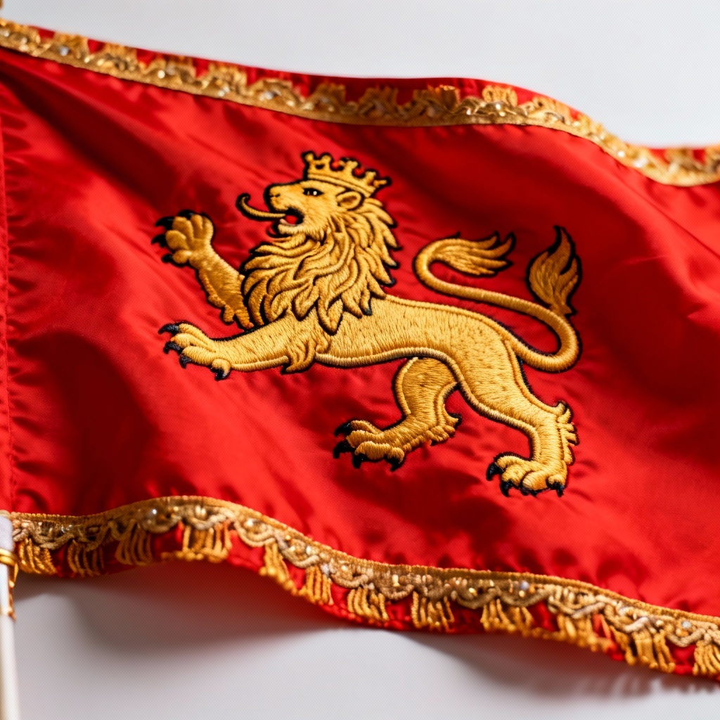 AI kingdom flag with lion crest