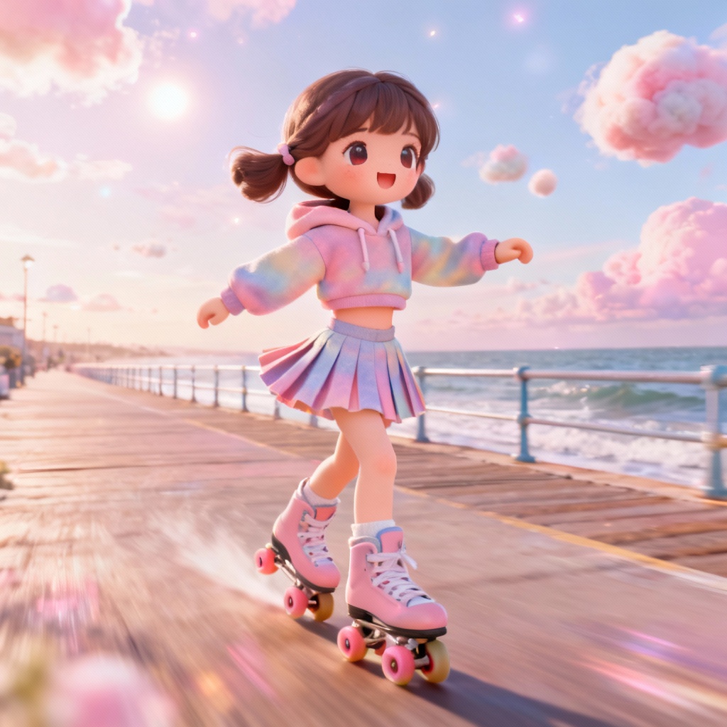 AI Barbie kawaii skater illustration