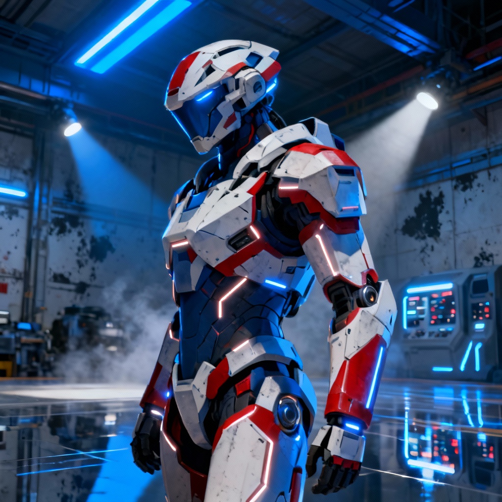 AI mecha knight armored suit with sleek plating