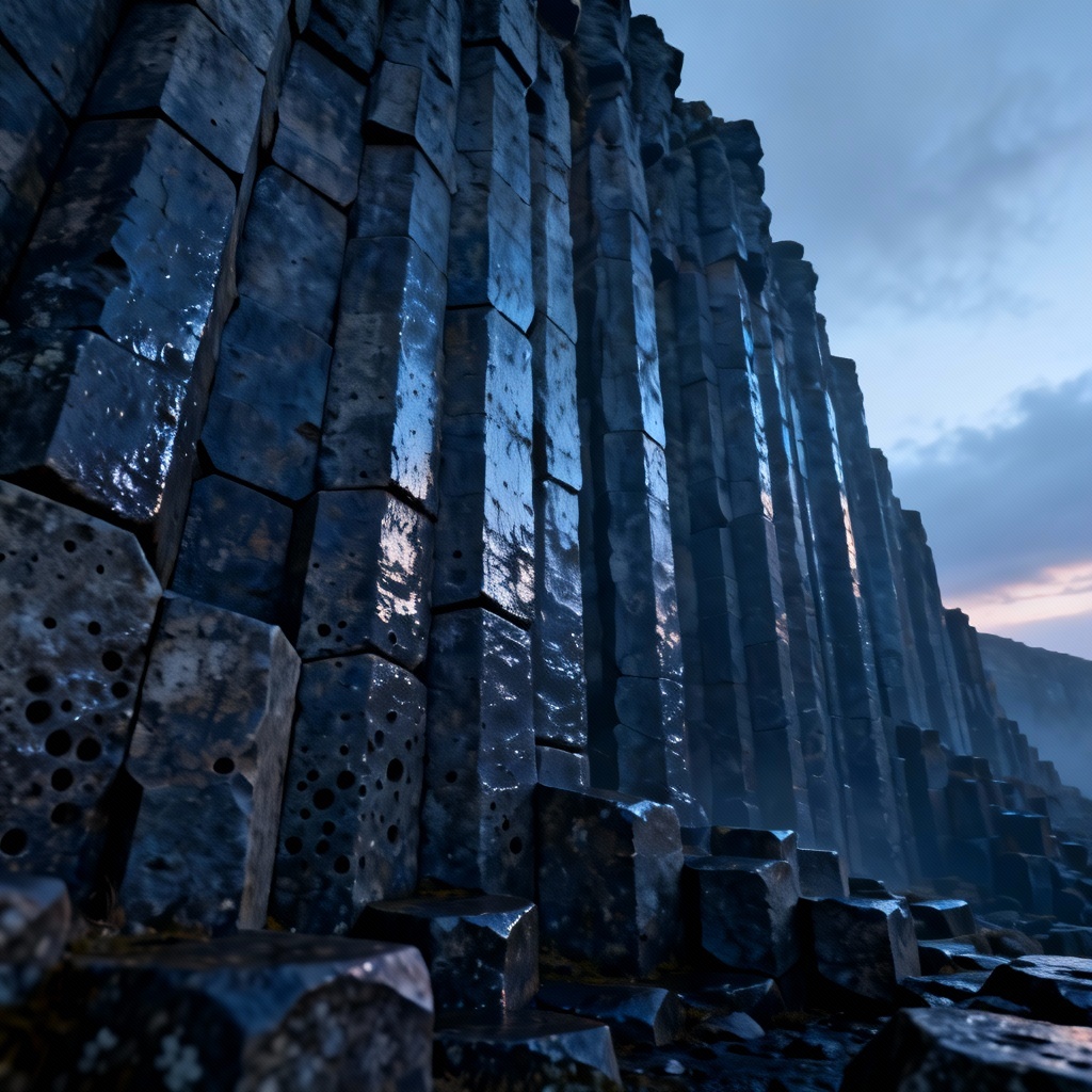 AI basalt column rock formation