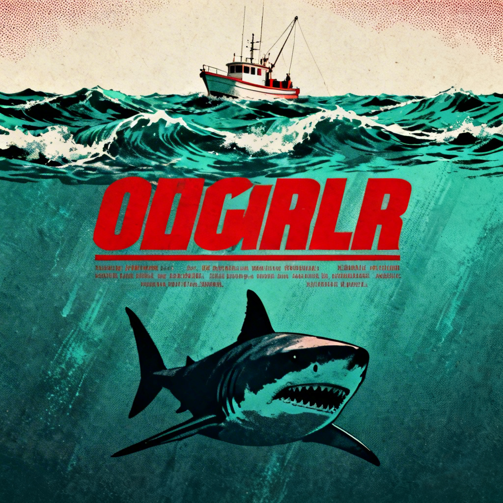 AI Jaws Movie Poster Retro Ocean Thriller