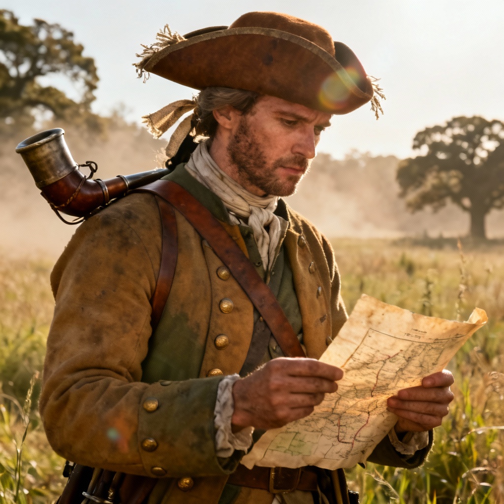 Revolutionary War soldier in a colonial tricorn hat