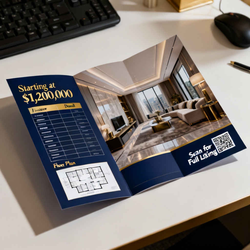 AI real estate brochure featuring property photos and specs