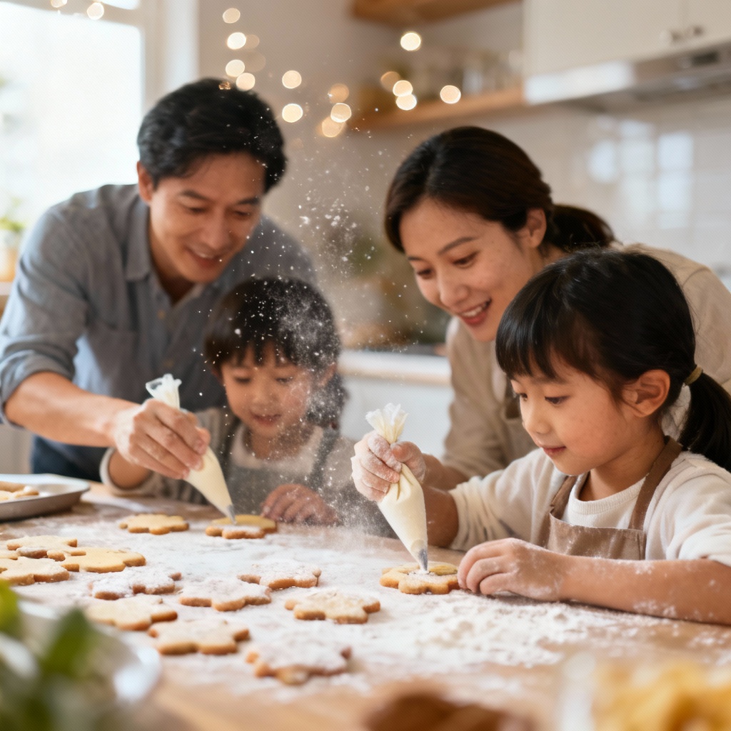 AI Family Baking Together in Kitchen