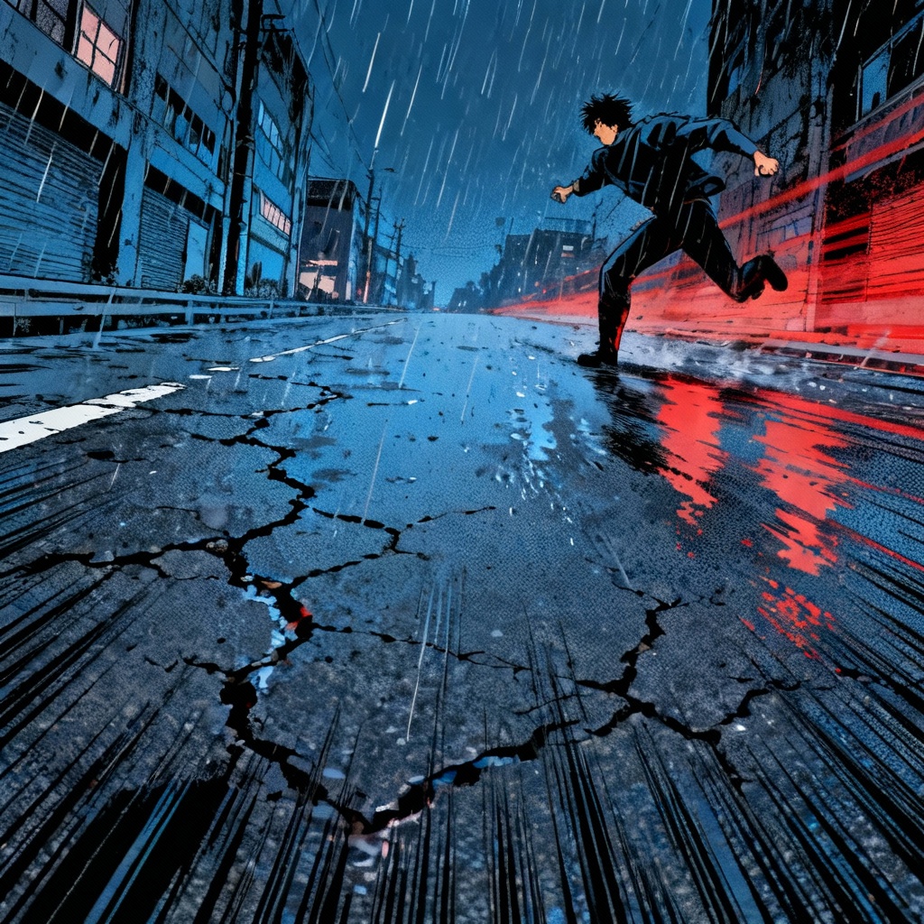 AI anime influence image with gritty urban action panel look