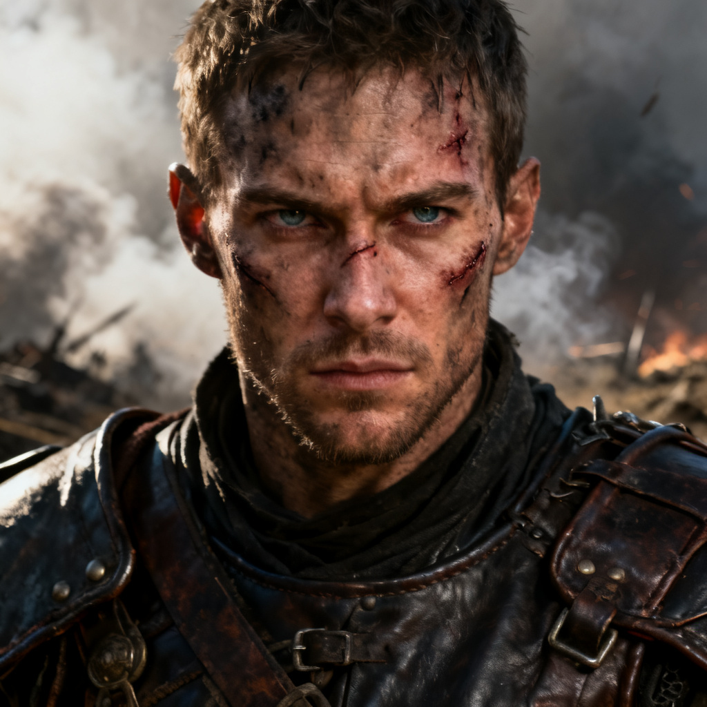 AI realistic game warrior portrait