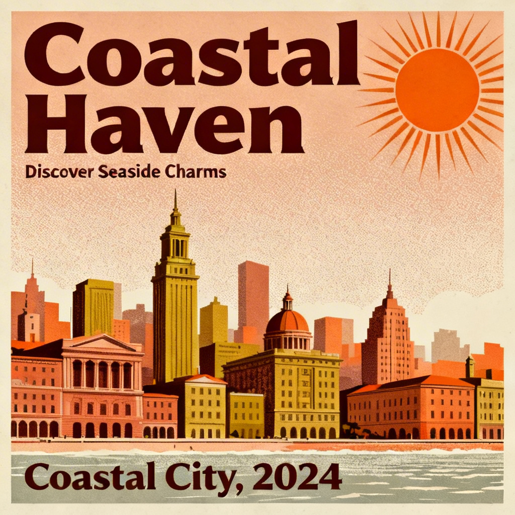 AI vintage travel poster with retro lithograph style