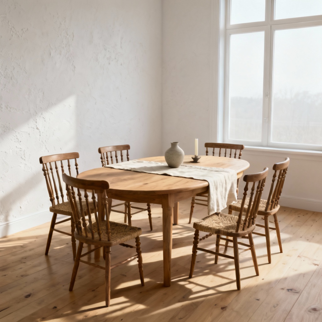 AI Scandinavian oak dining set