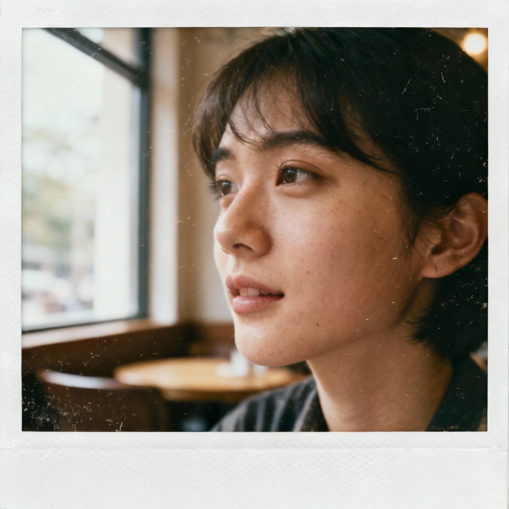 AI Vintage Instant Frame Coffee Shop Portrait