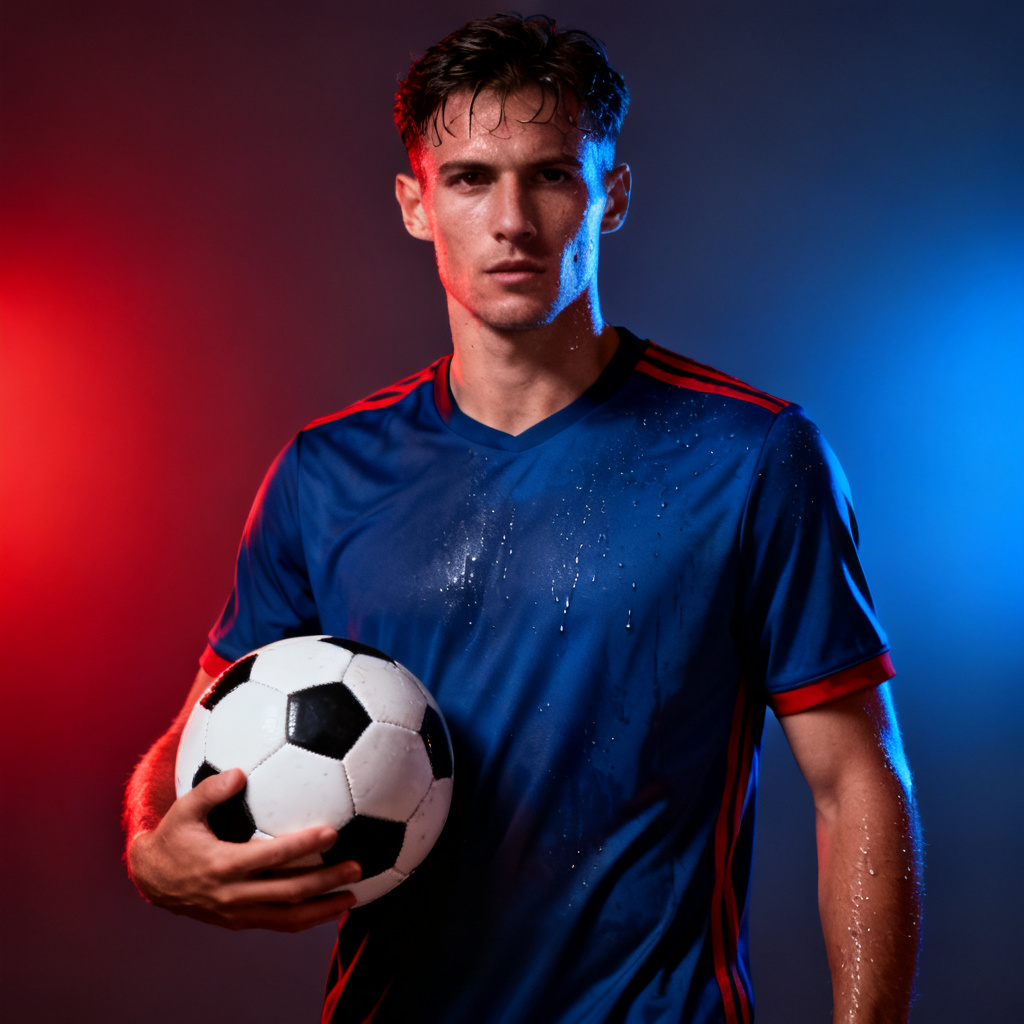 AI soccer poster hero portrait
