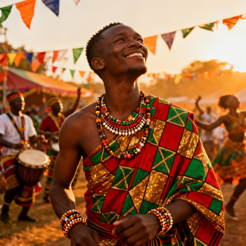 AI Kente Cultural Beauty Festival Portrait