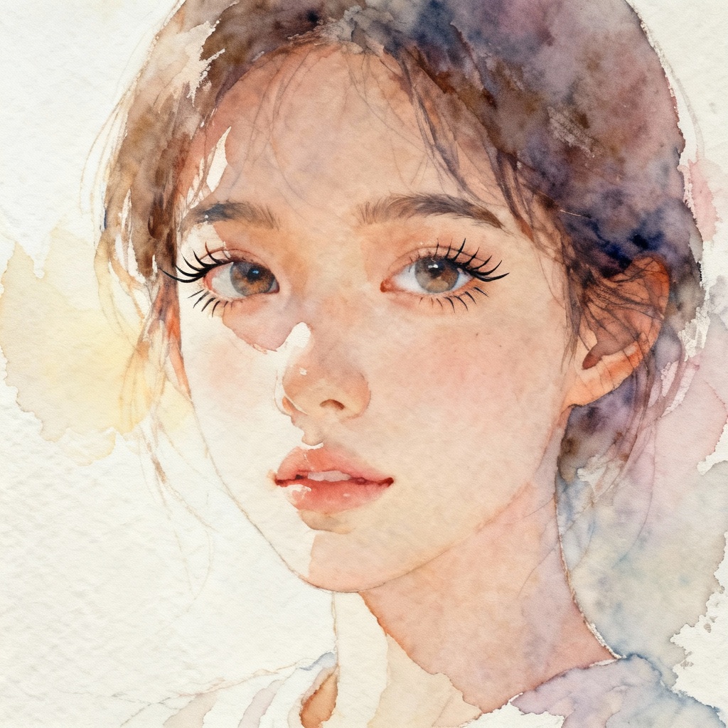 AI Watercolor Girl Portrait