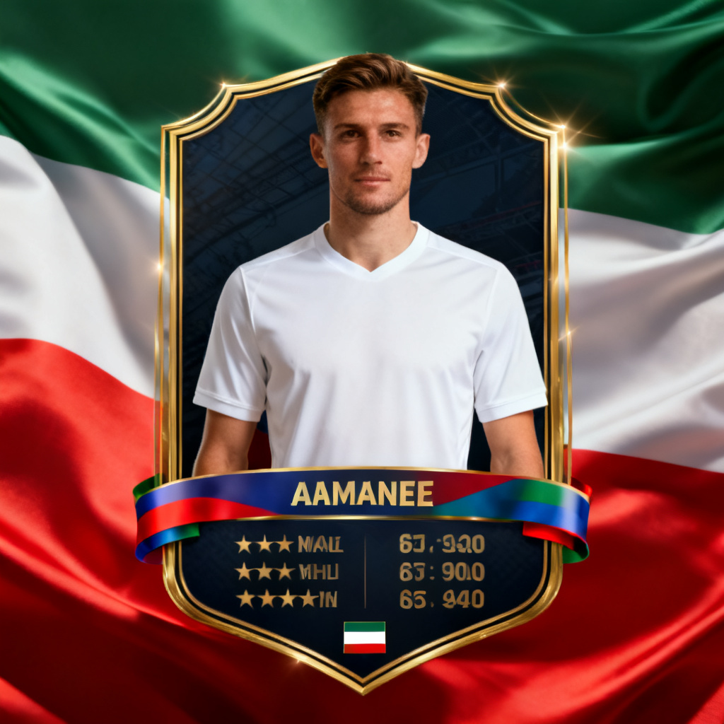 National team football card with flag colors