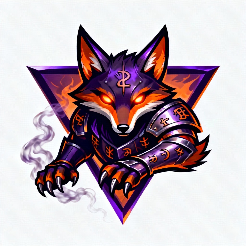 AI cursed knight fox mascot emblem