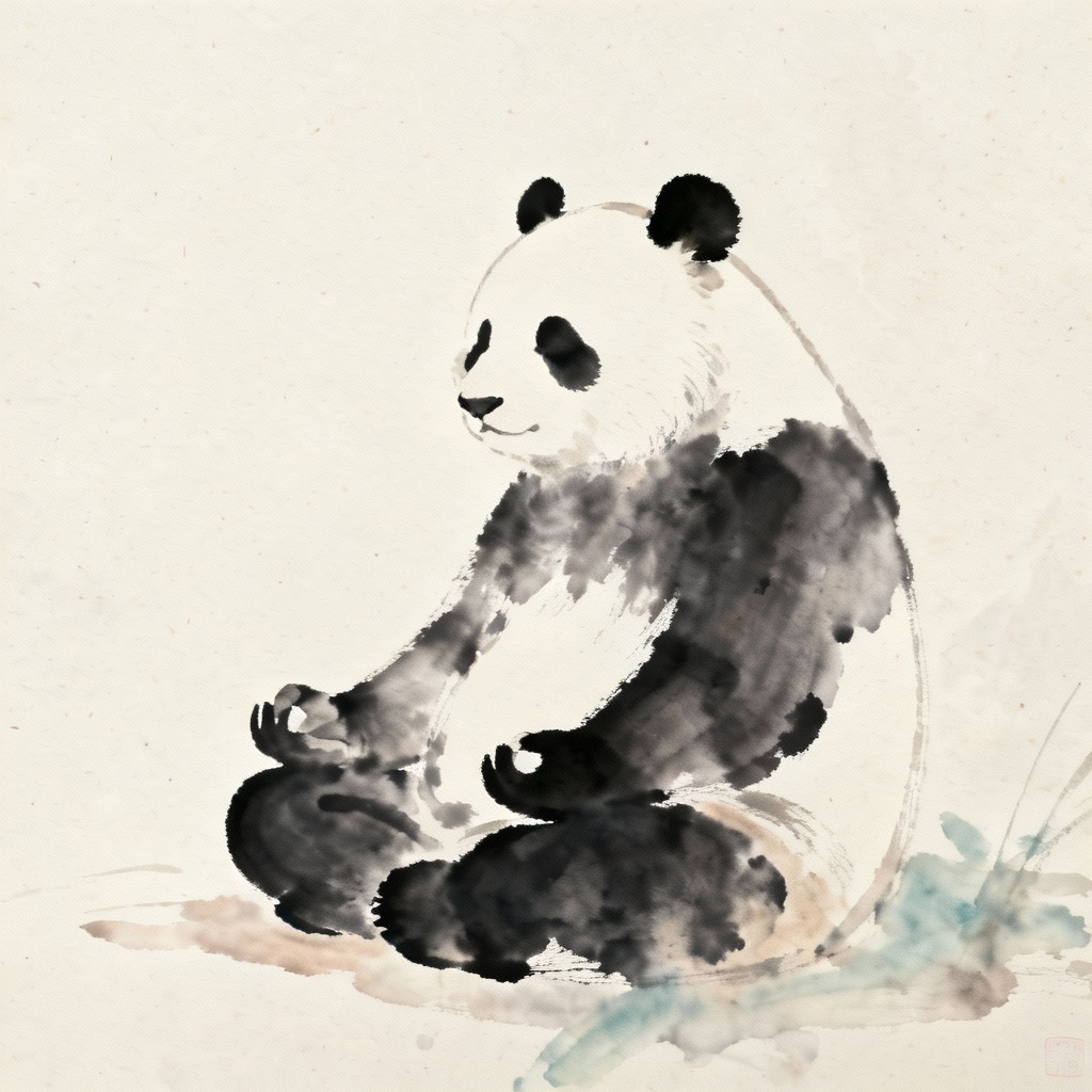 AI watercolor panda meditation art