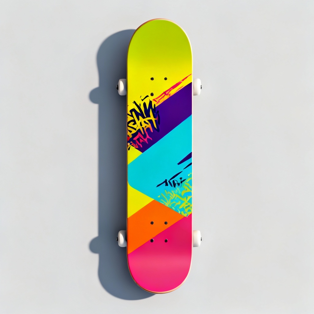 AI skateboard deck graphic design mockup