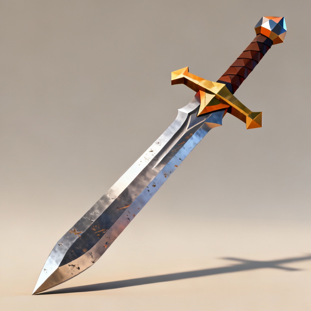 AI generated low poly fantasy sword game asset