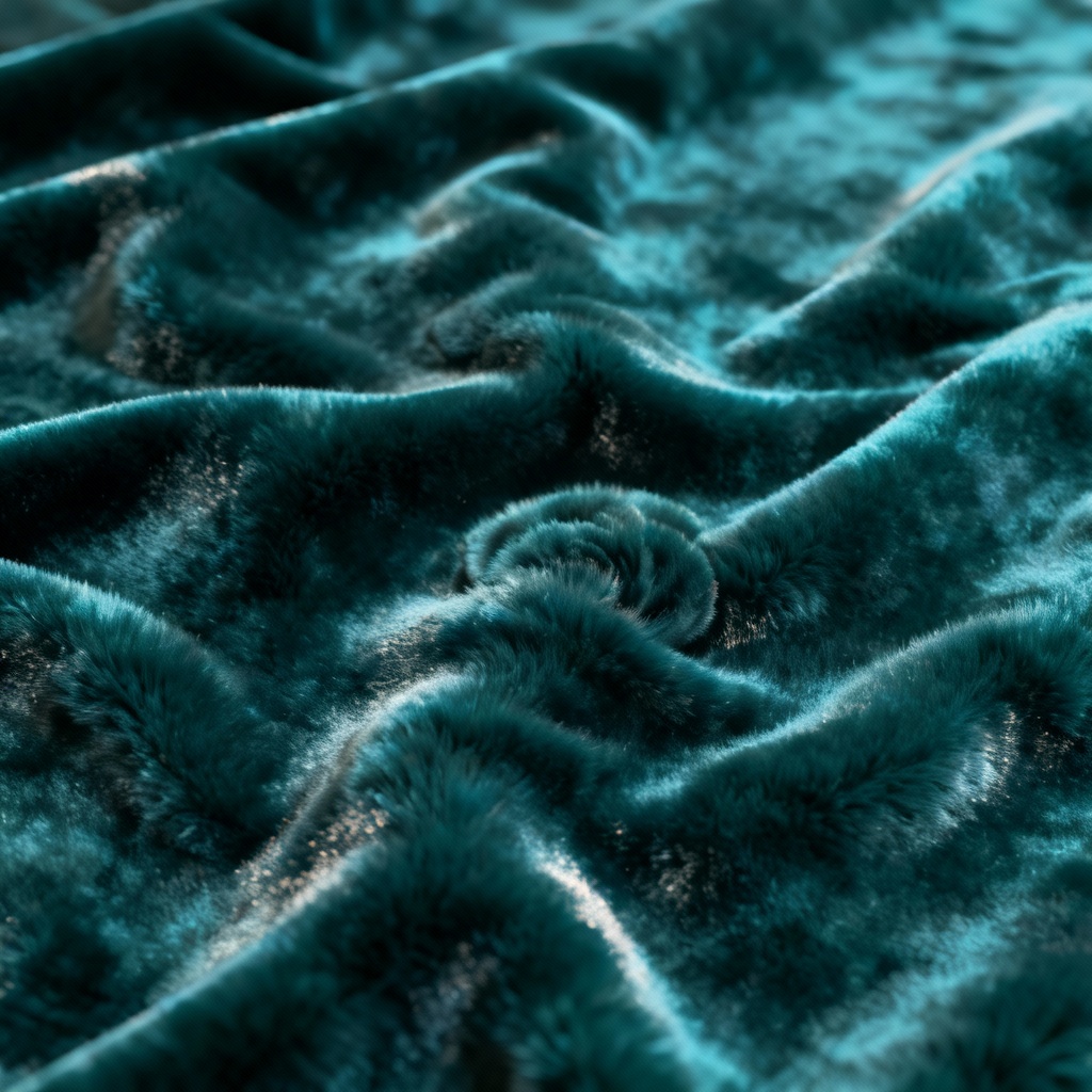 AI smooth velvet fabric texture in teal, seamless 4K