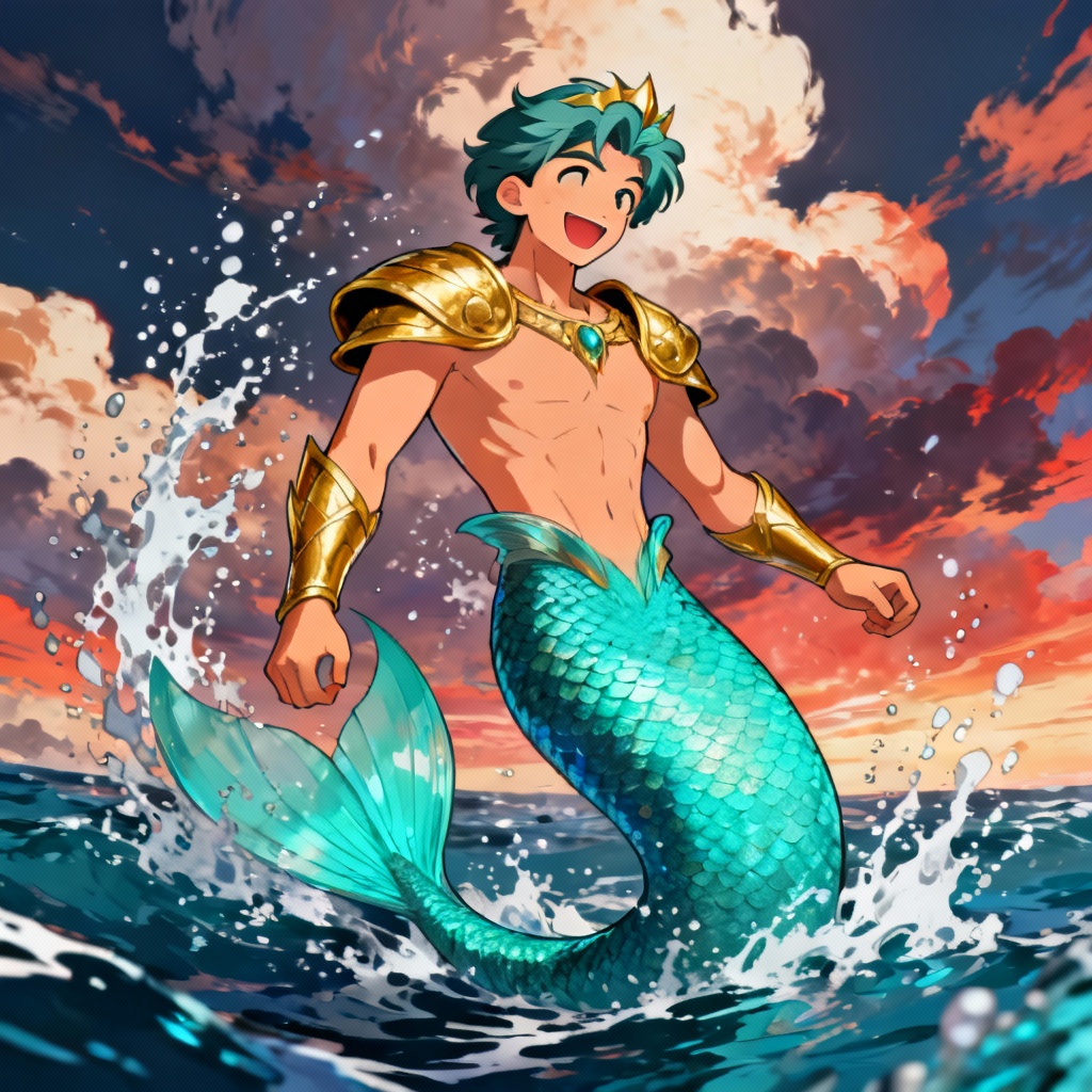 AI Anime Male Mermaid Prince