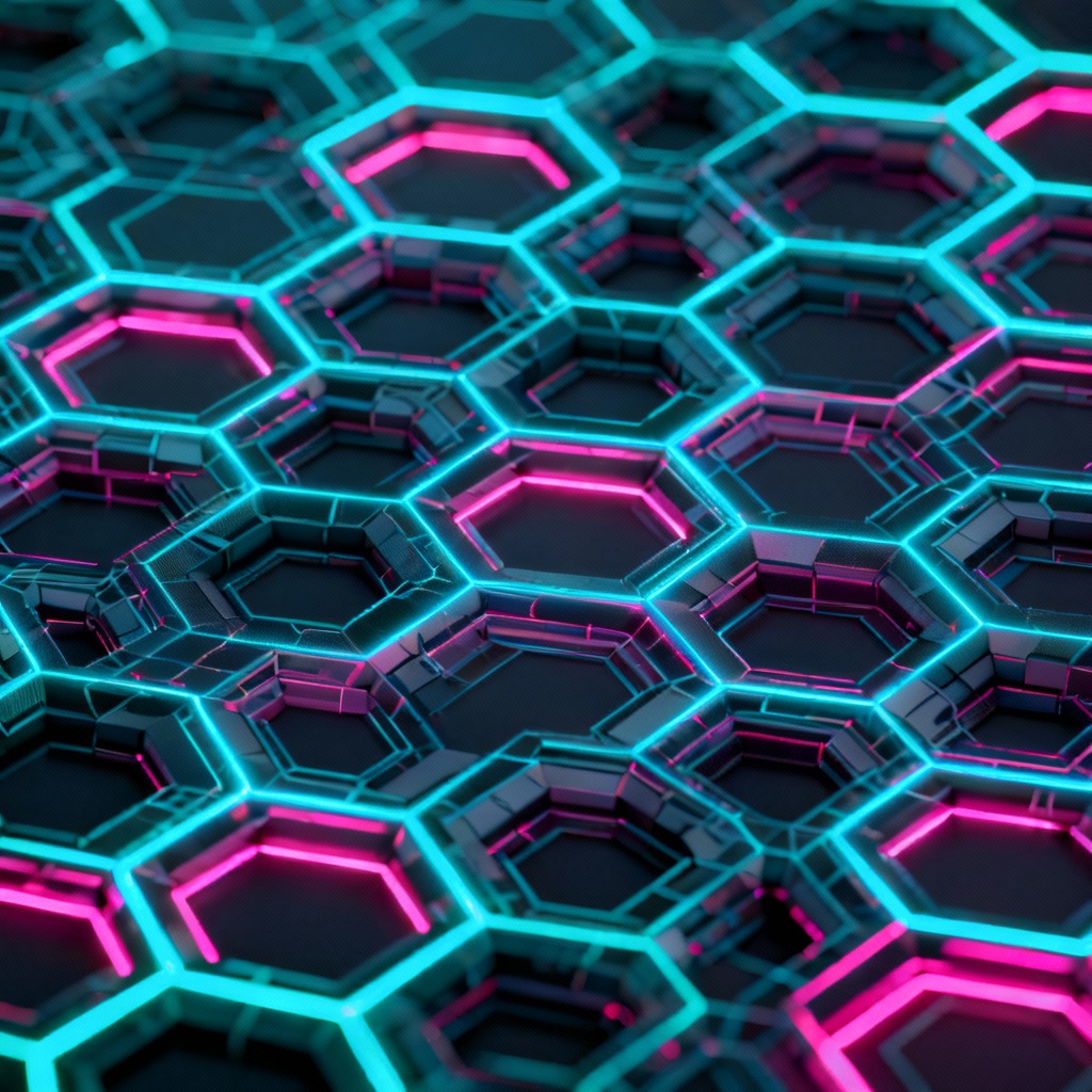 AI techno fractal hex tessellation background