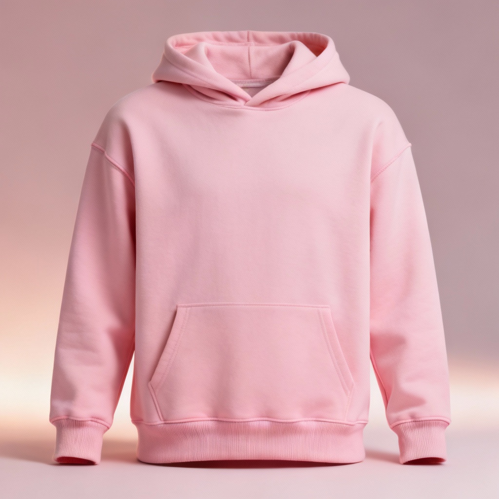 Pastel pink hoodie mockup in modern studio