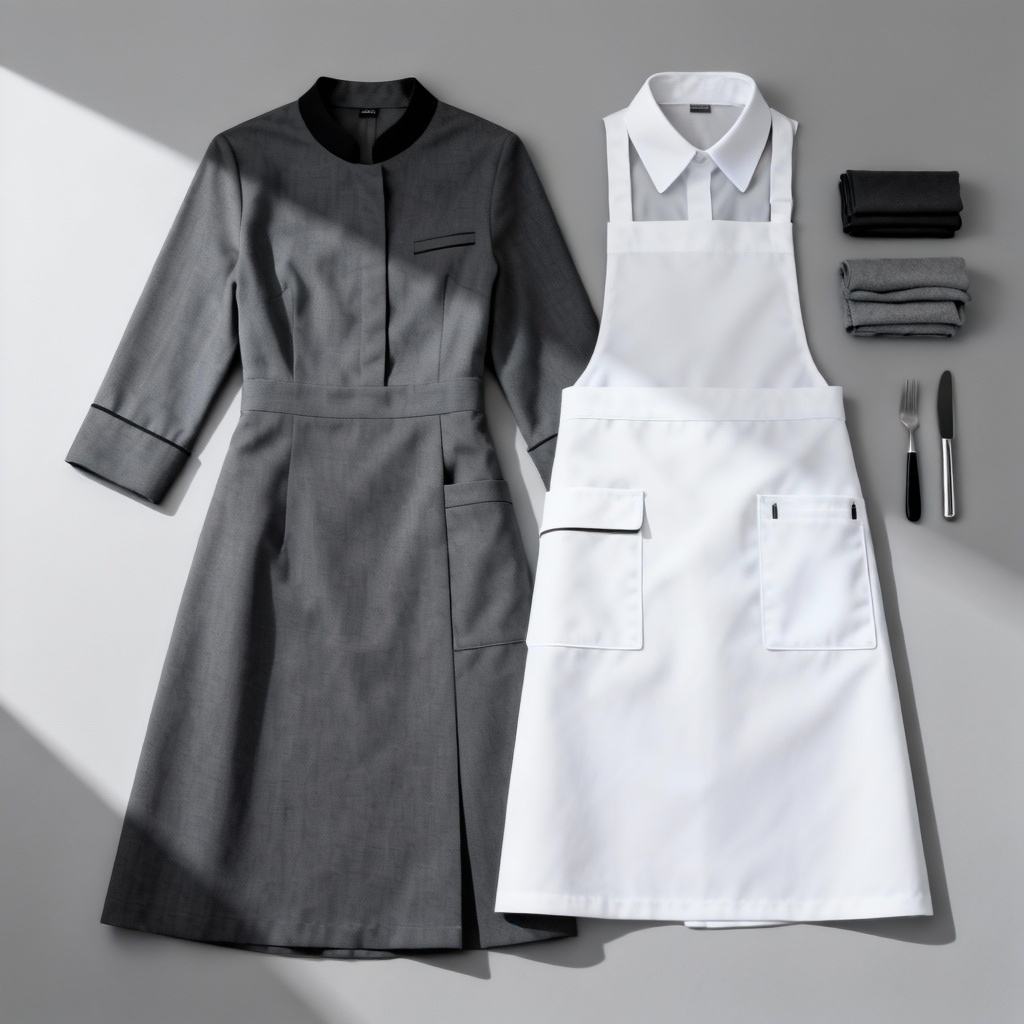 AI minimalist modern maid uniform flat lay