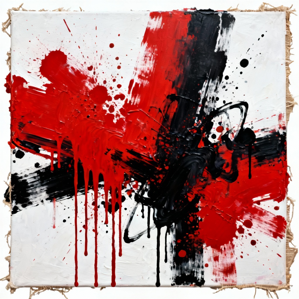 AI abstract expressionist painting with dynamic brushstrokes