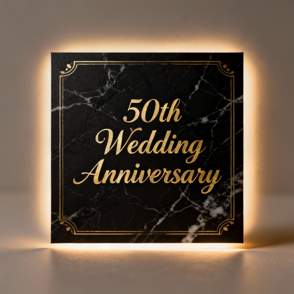 AI Golden 50th Wedding Anniversary Card