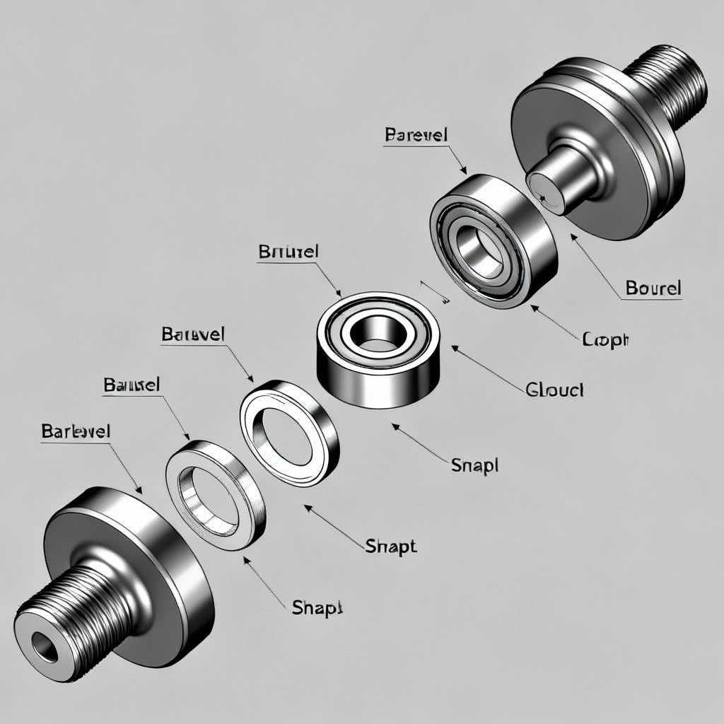 AI 3D exploded view of barbell sleeve components
