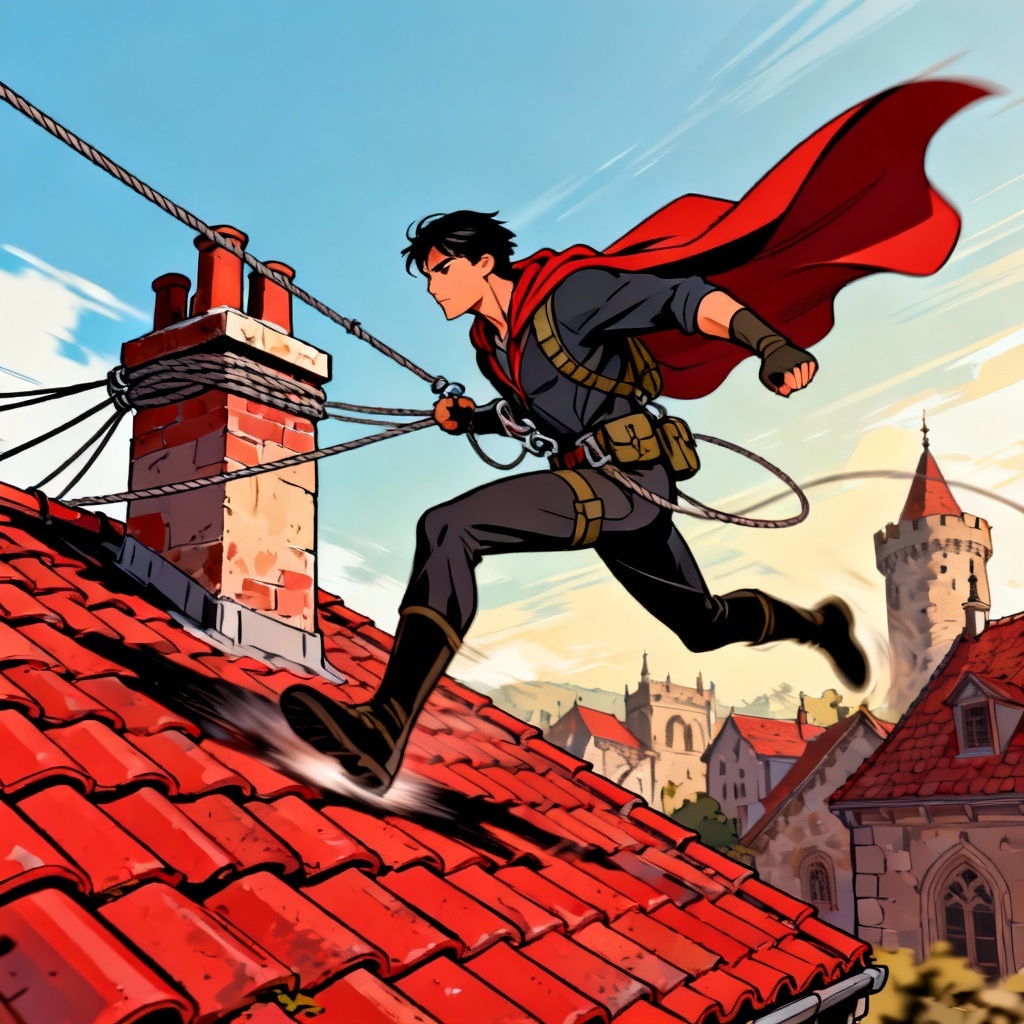 AI AOT rooftop ODM sprint across red-tiled houses