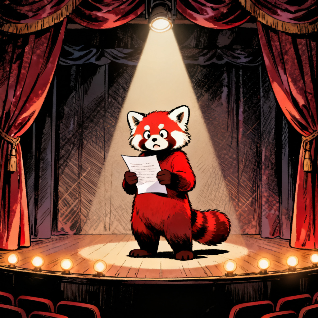 Beastars OC red panda actor on stage