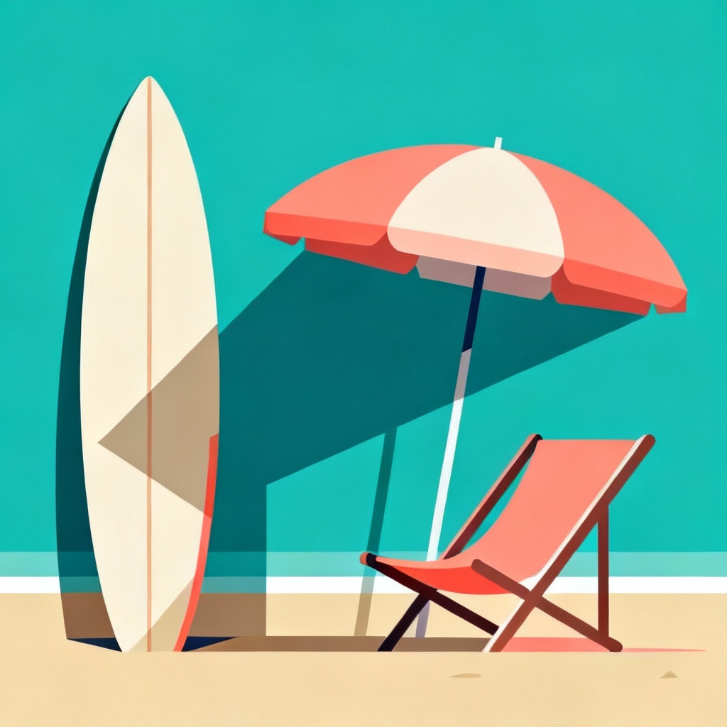 AI minimalist flat design beach illustration