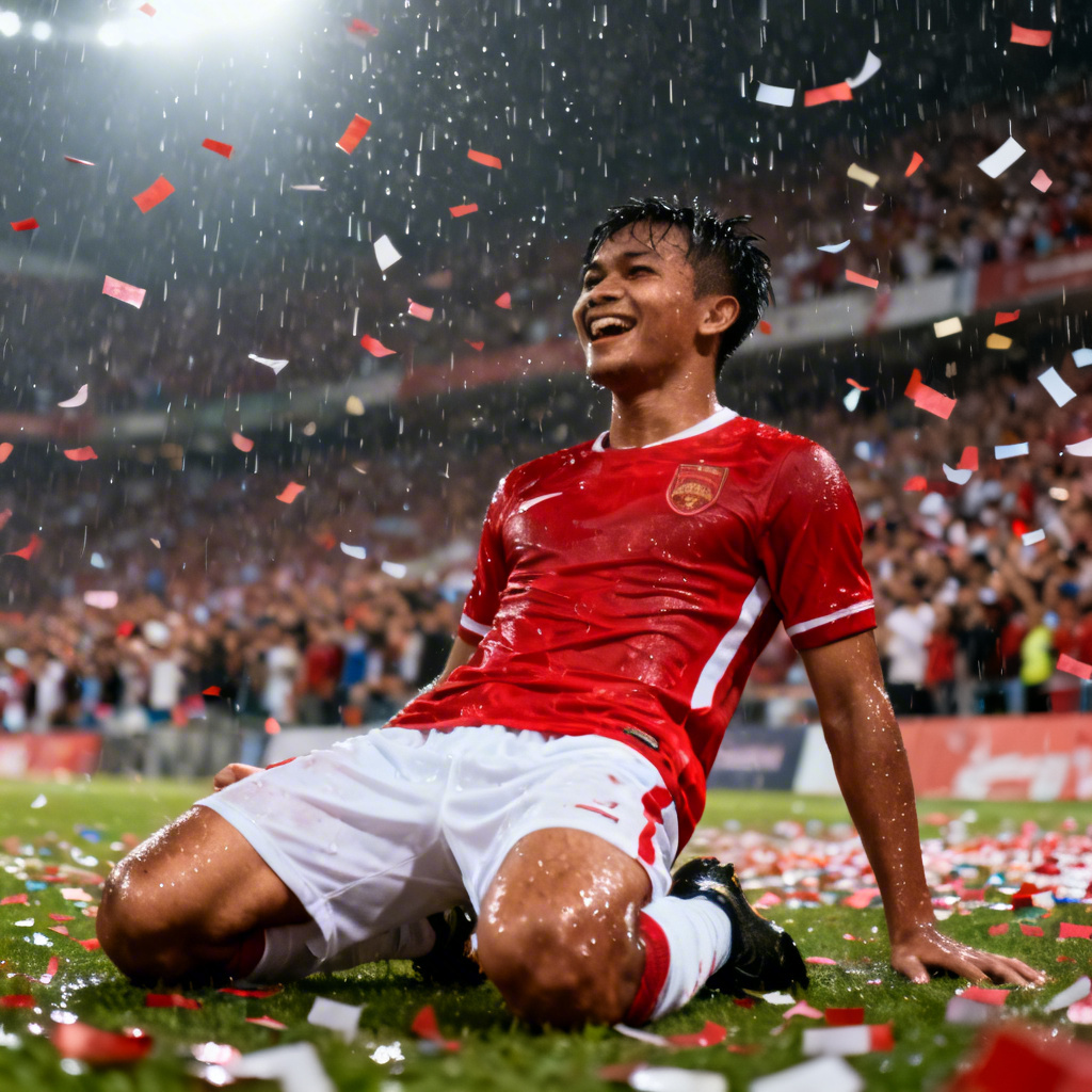 AI Indonesian soccer goal celebration image