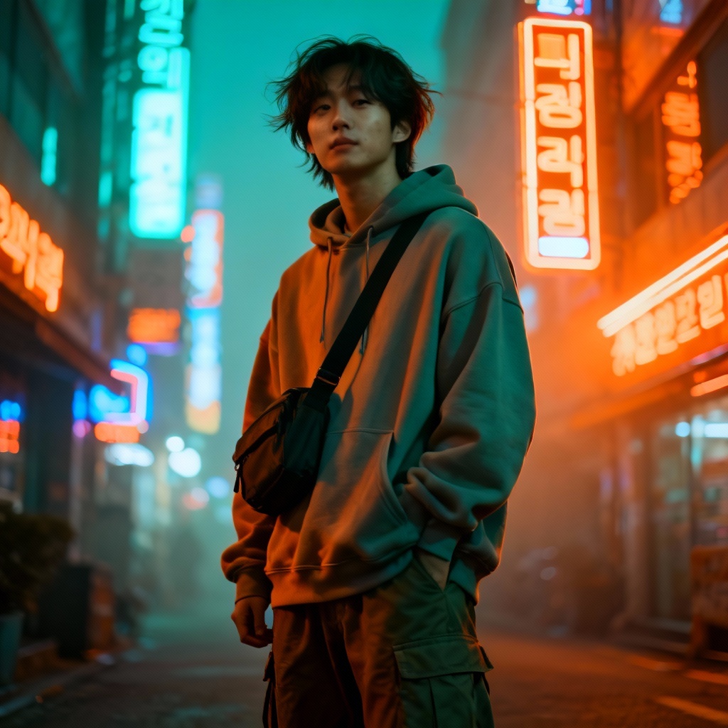AI casual streetwear Korean male portrait