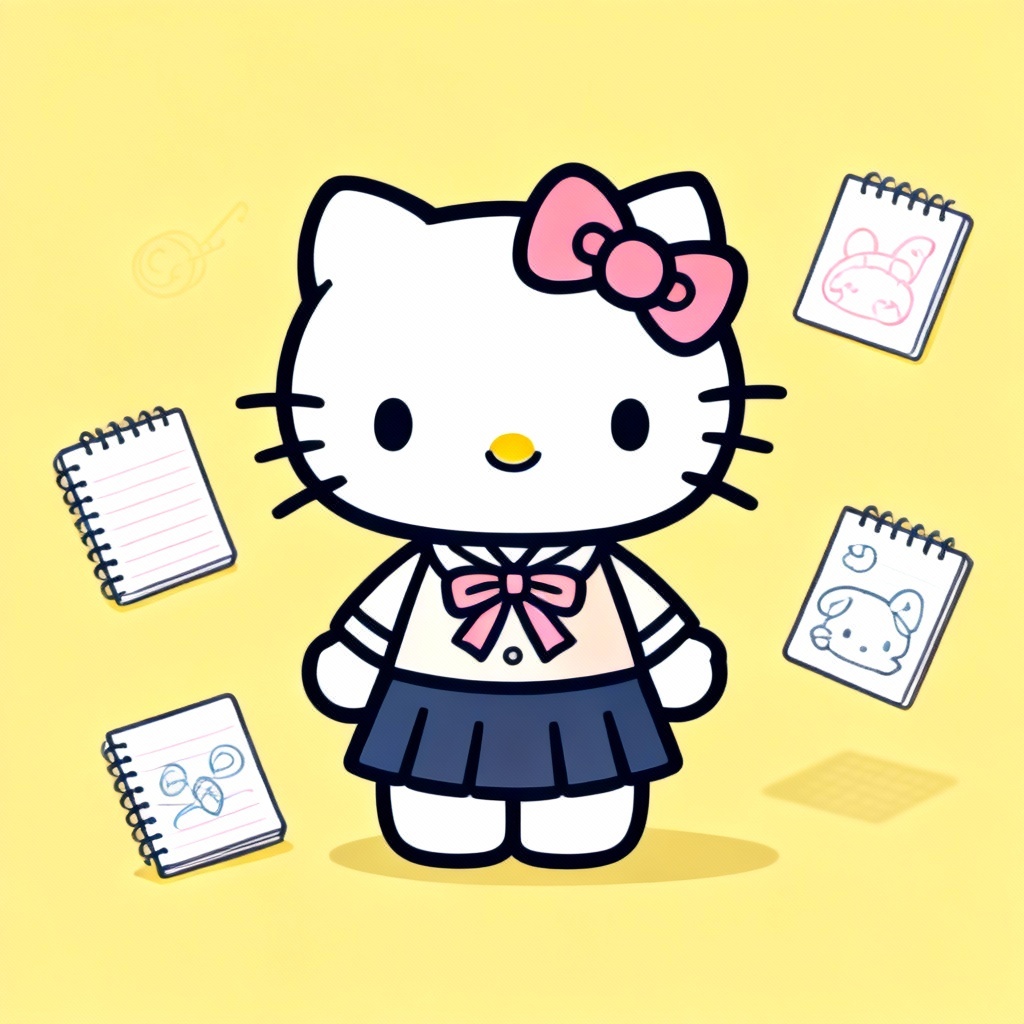 AI Hello Kitty Style School Portrait