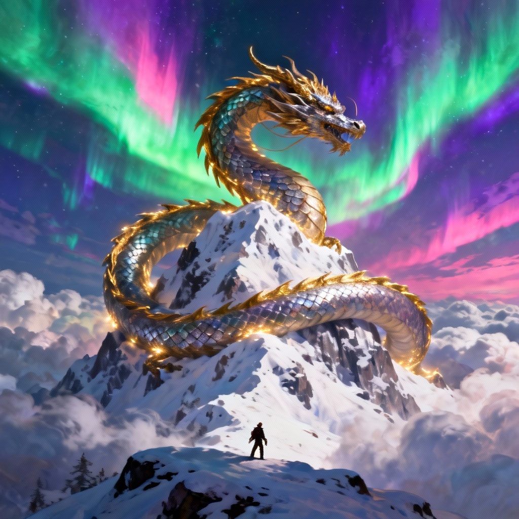 AI Epic Dragon on Mountain