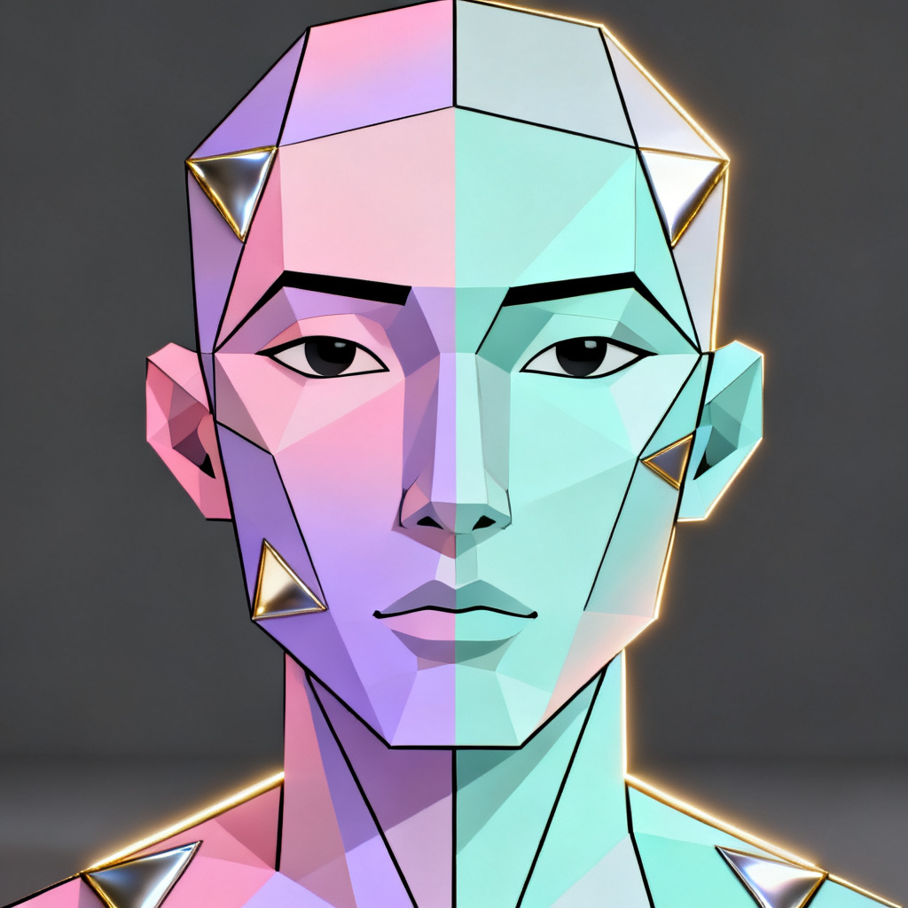 ENA OC maker example avatar in geometric surreal style