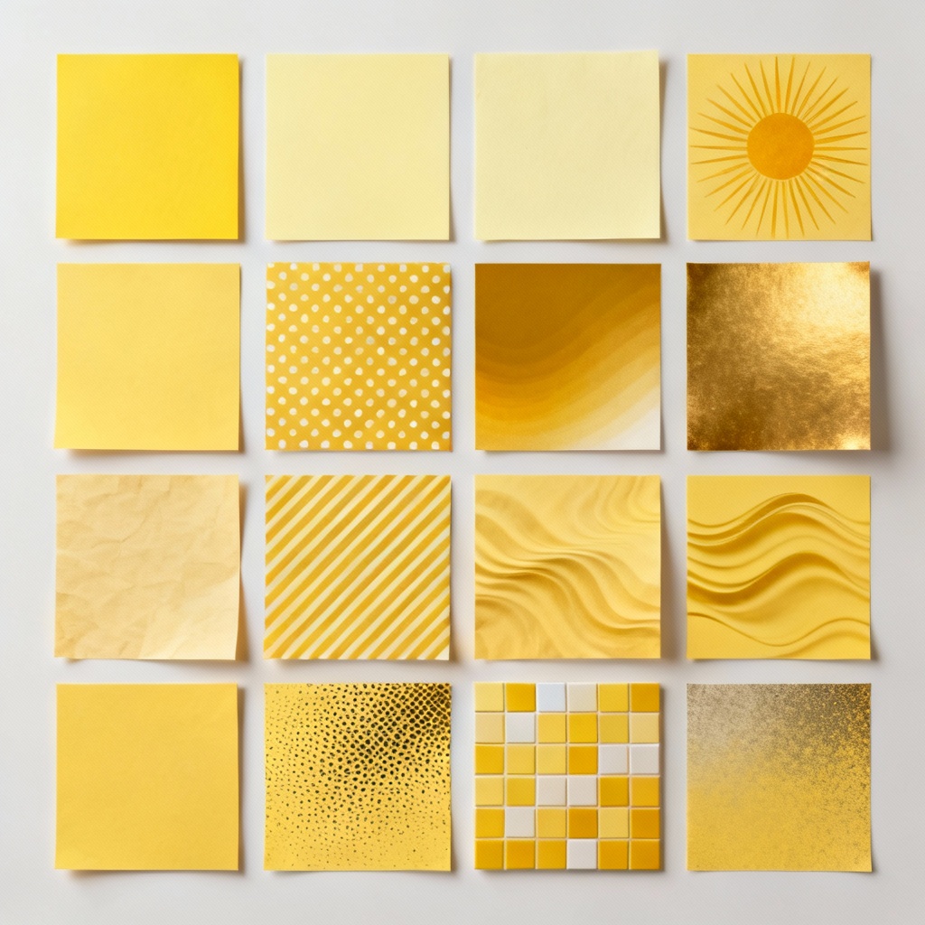 Grid of solid, gradient, and patterned yellow backgrounds